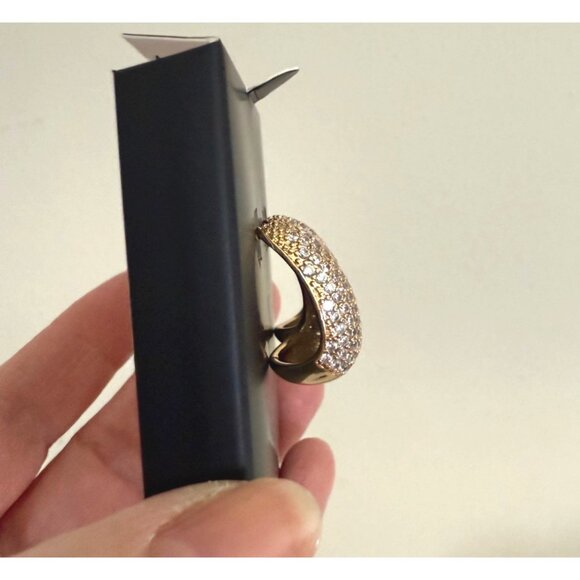 Jewels by Sunaina Narina Stud Earrings Gold CZ Teardrop Statement - Picture 3 of 12